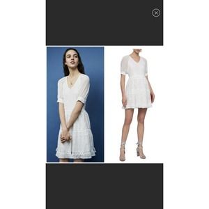 Maje Revery White Lace V Neck Collar Dress Size 3